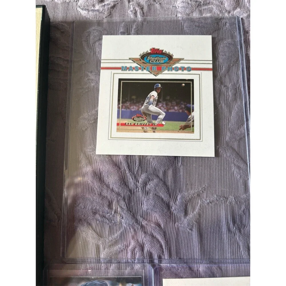 Ken Griffey Jr & Sr Memorabilia Lot Framed Mariners Print + 6 MLB Cards